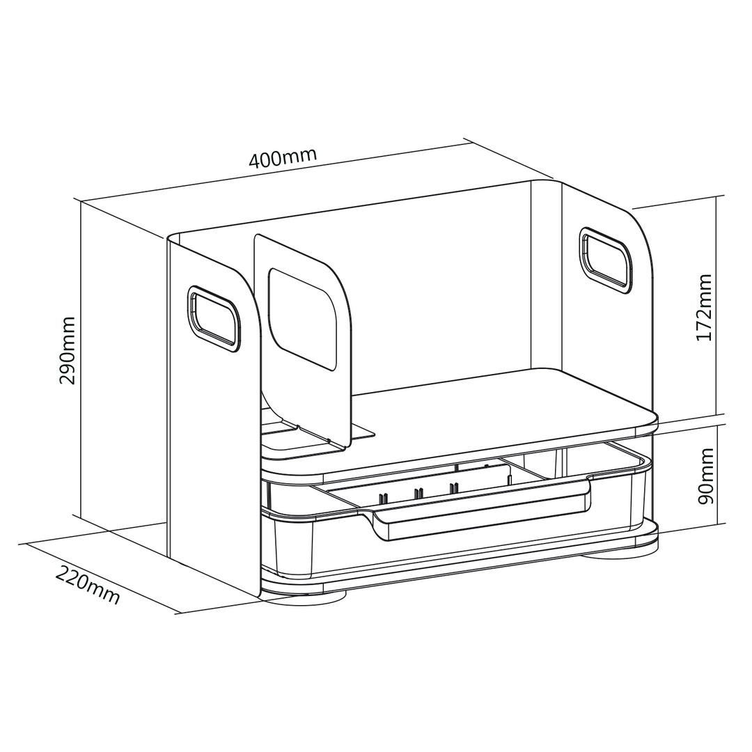 Organizator de birou cu sertar Ergo Office, alb, max. 10kg, ER-440 + Organizator de birou pentru ustensile ER-442
