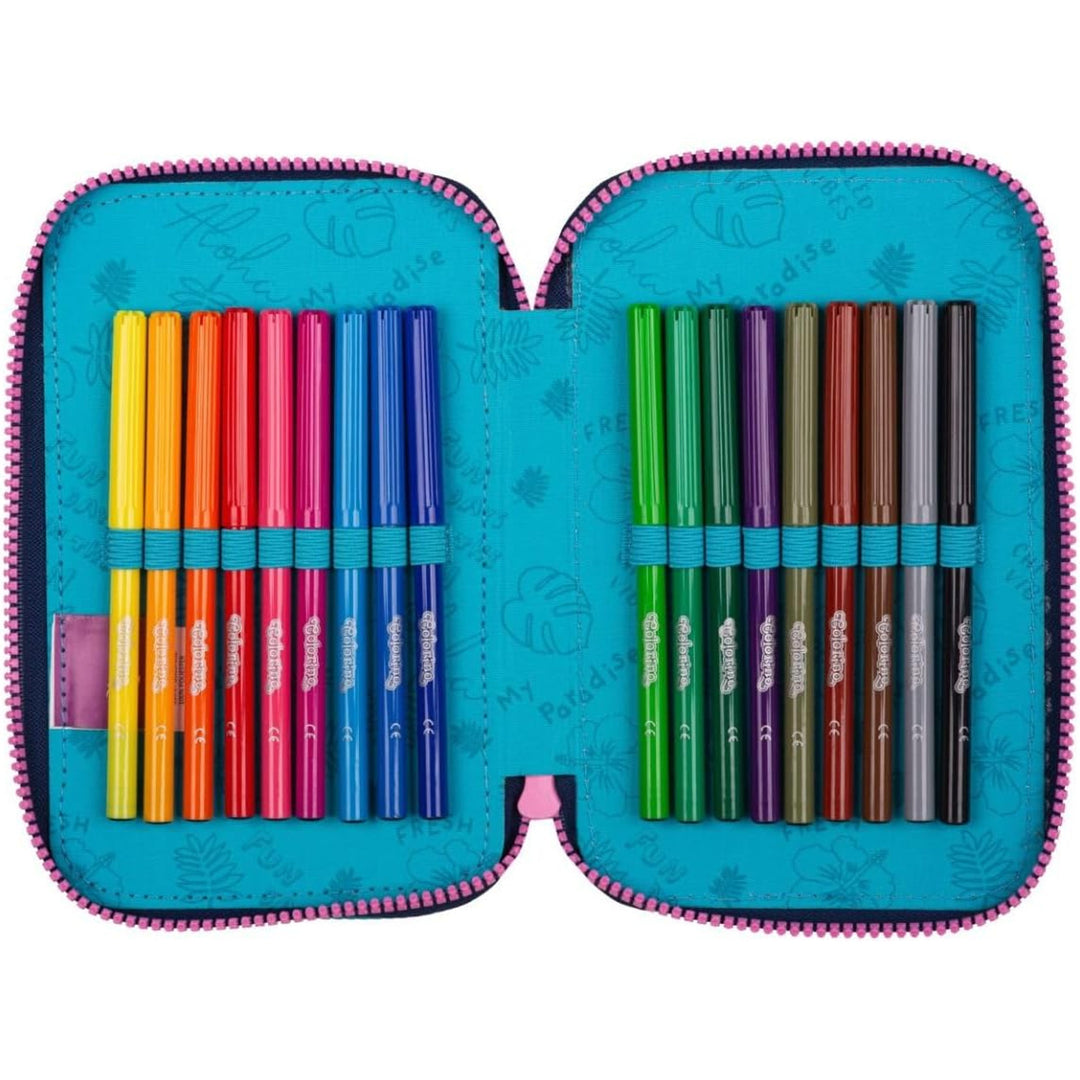 Geantă pentru creioane CoolPack cu trei compartimente și accesorii JUMPER 3 STITCH