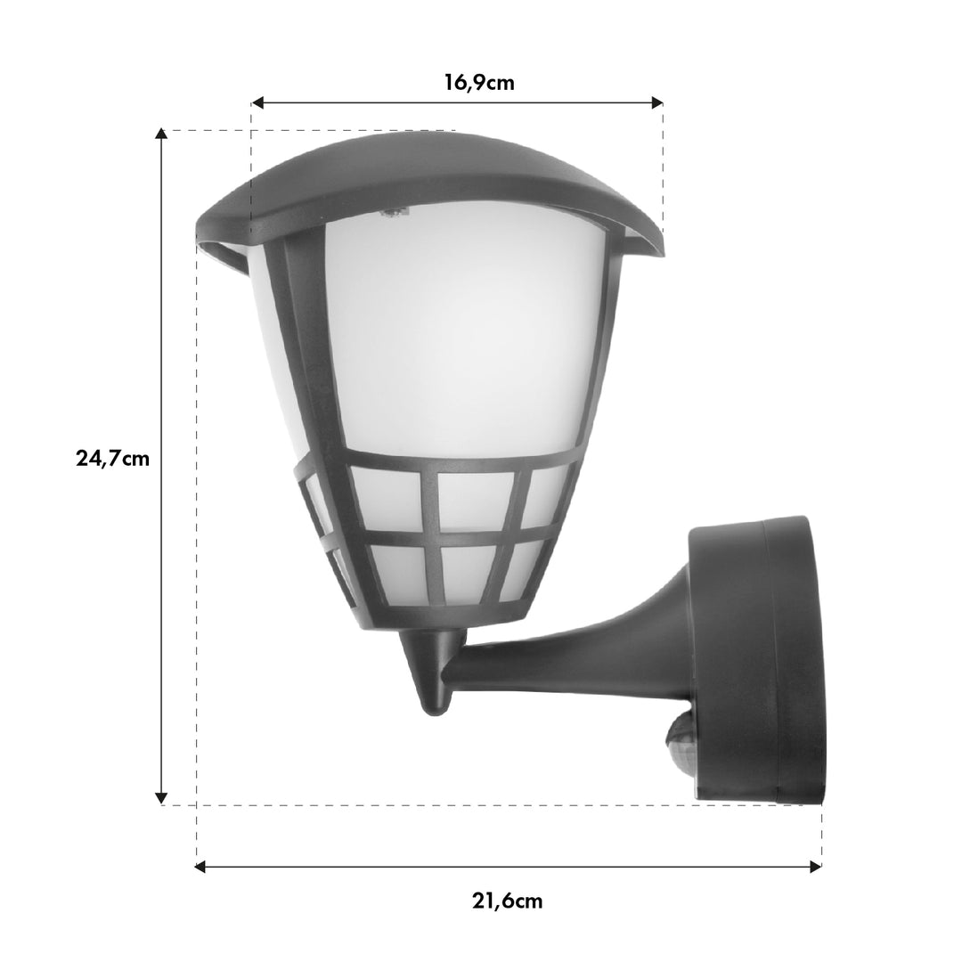 Lampă de perete 1xE27 cu senzor Maclean, senzor infraroșu, sarcină max. 60W, IP65, culoare gri, MCE518 GR + bec cu filament LED E27, 8W 230V Maclean Energy MCE268 WW alb cald 3000K 1055lm retro edison decorativ