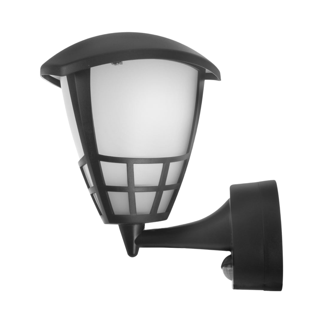 Set aplica de perete exterioara cu senzor de miscare Maclean MCE518 B, cu bec LED E27, 4W 230V MCE266, negru