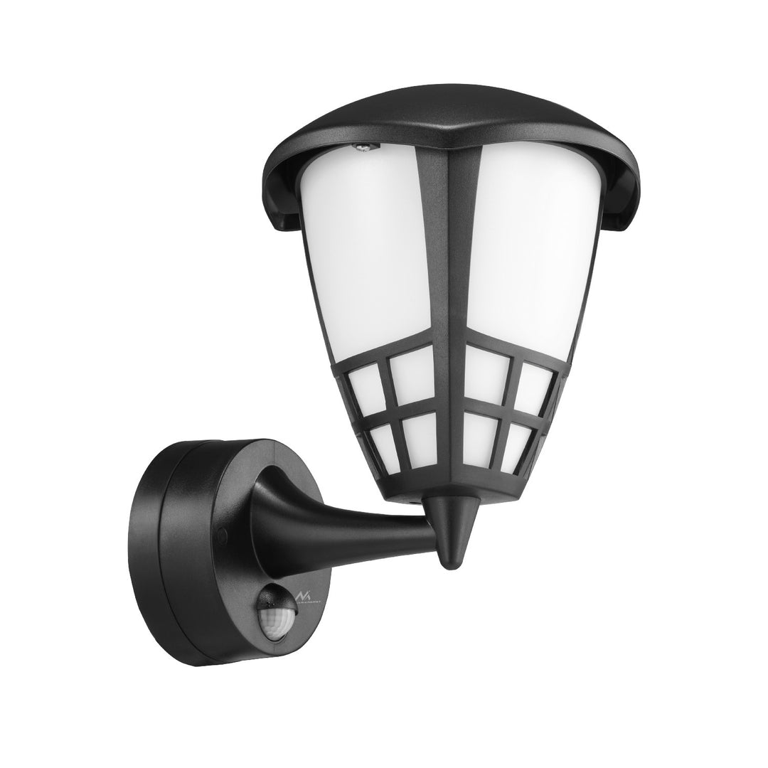 Set aplica de perete exterioara cu senzor de miscare Maclean MCE518 B, cu bec LED E27, 4W 230V MCE266, negru