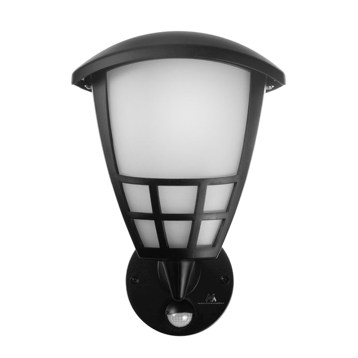 Lampă de perete 1xE27 cu senzor Maclean, senzor infraroșu, sarcină max. 60W, IP65, negru, MCE518 B + bec cu filament LED E27, 11W 230V Maclean Energy MCE280 WW alb cald 3000K 1500lm retro edison decorativ A60