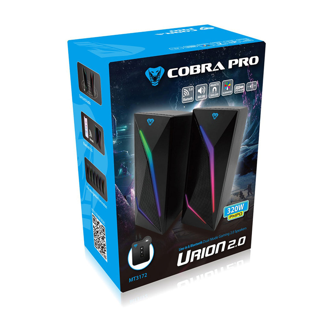 Boxe de gaming 2.0 cu Bluetooth, retroiluminare colorată cu LED-uri RGB Media-Tech COBRA PRO URION 2.0 MT3172