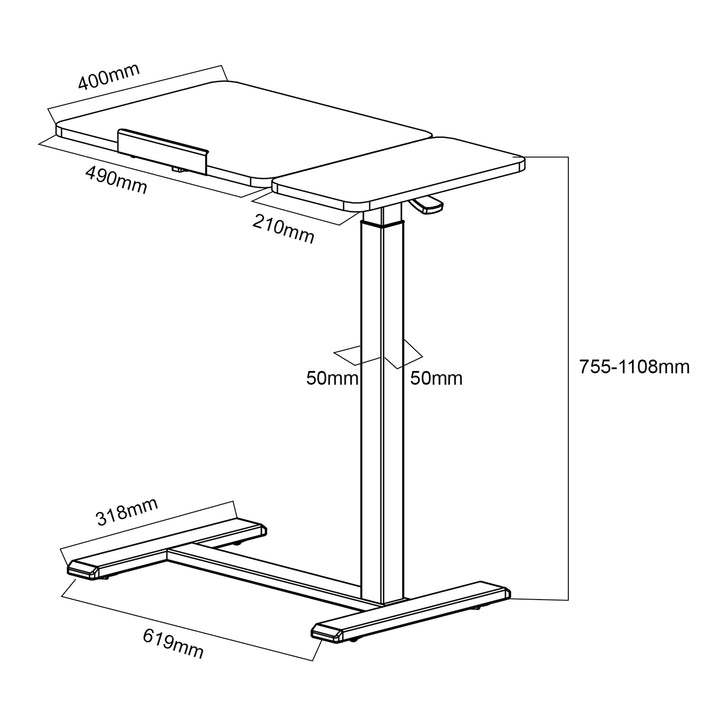 Suport mobil pentru birou/laptop Maclean, alb, înălțime reglabilă 76-109cm, max. 30kg , MC-120 W