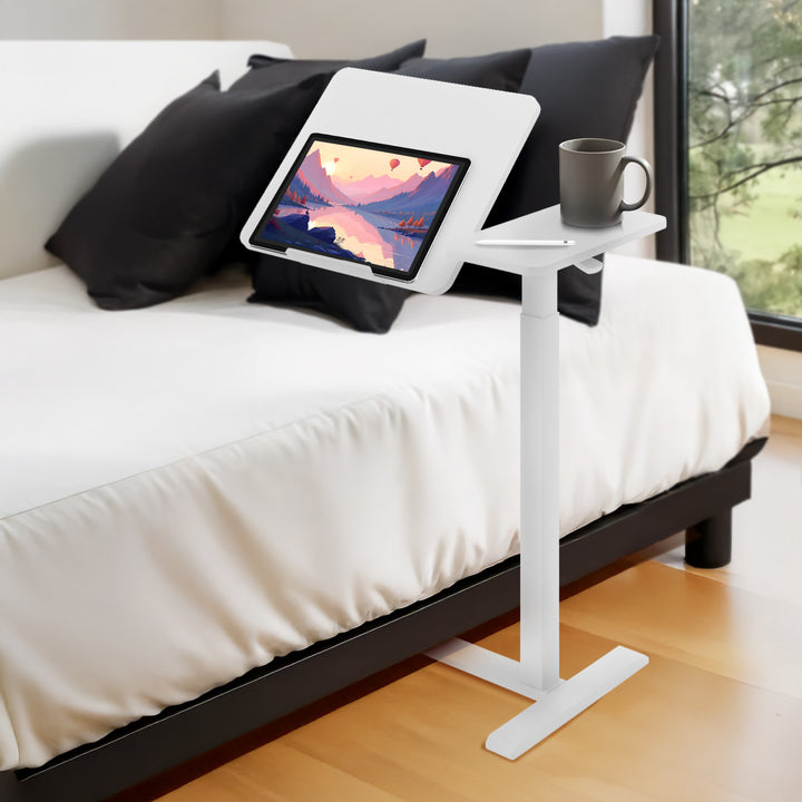 Suport mobil pentru birou/laptop Maclean, alb, înălțime reglabilă 76-109cm, max. 30kg , MC-120 W