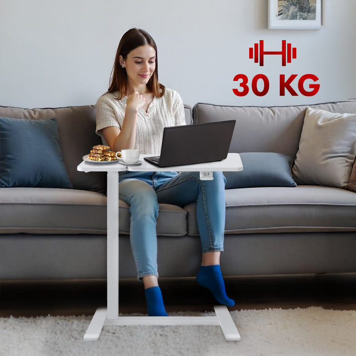 Suport mobil pentru birou/laptop Maclean, alb, înălțime reglabilă 76-109cm, max. 30kg , MC-120 W