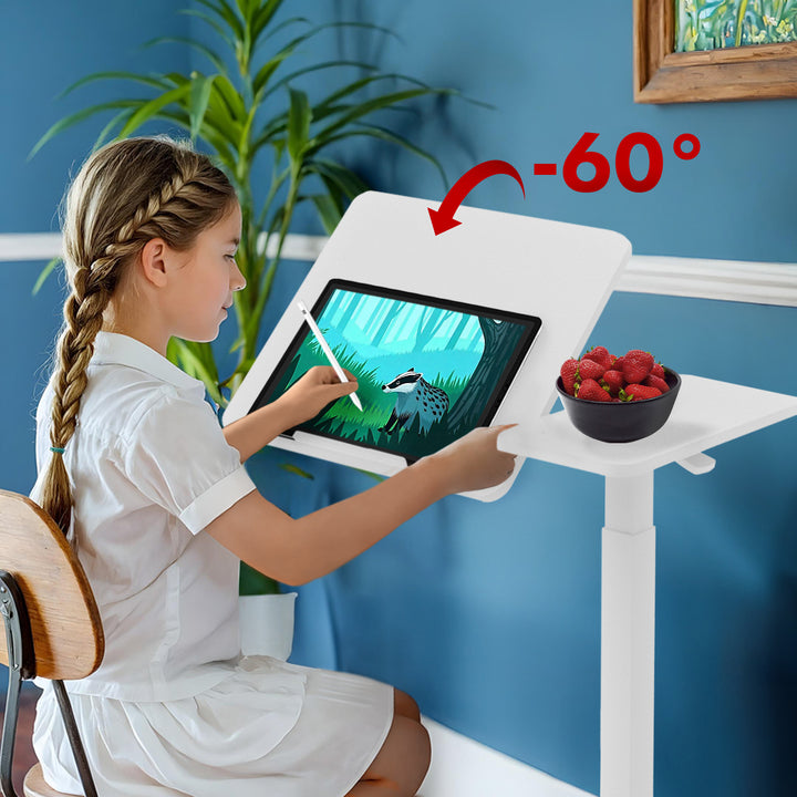 Suport mobil pentru birou/laptop Maclean, alb, înălțime reglabilă 76-109cm, max. 30kg , MC-120 W