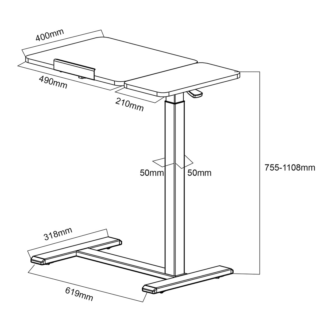Maclean suport mobil pentru birou/laptop, negru, înălțime reglabilă 76-109cm, max. 30kg , MC-120 B