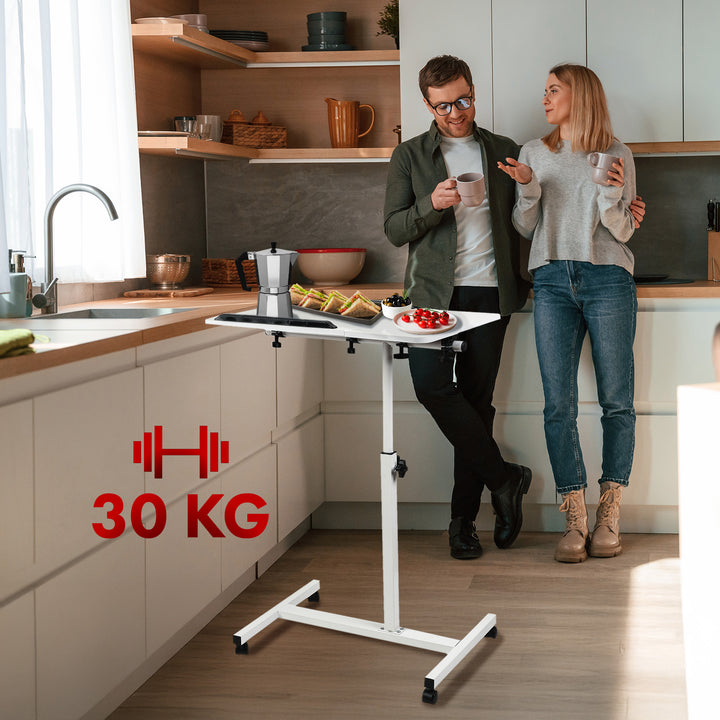 Suport mobil pentru birou/laptop Maclean, alb, înălțime reglabilă 59-89cm, max. 30kg , MC-121 W