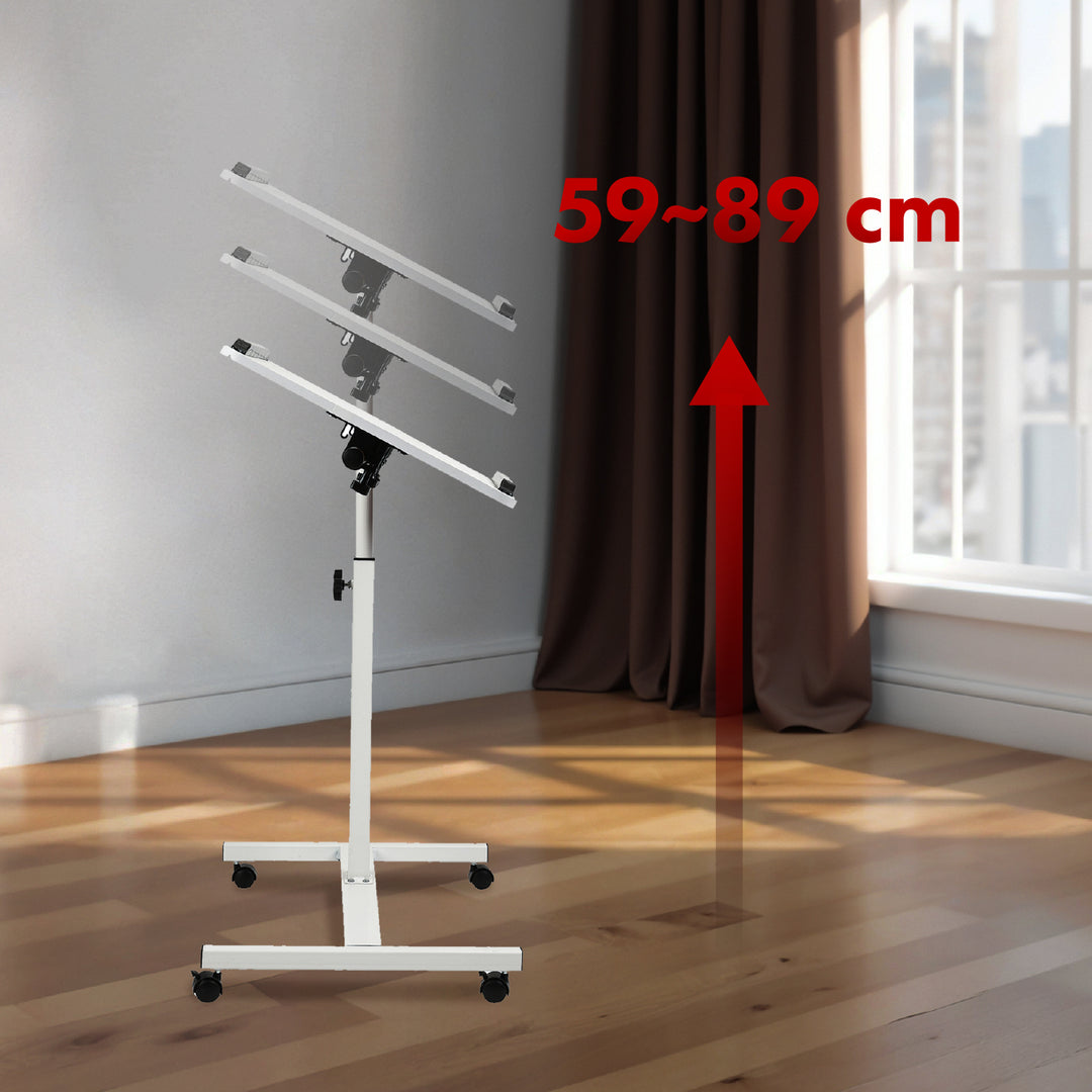 Suport mobil pentru birou/laptop Maclean, alb, înălțime reglabilă 59-89cm, max. 30kg , MC-121 W