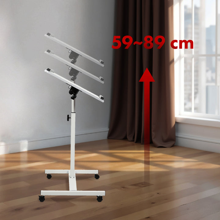 Suport mobil pentru birou/laptop Maclean, alb, înălțime reglabilă 59-89cm, max. 30kg , MC-121 W