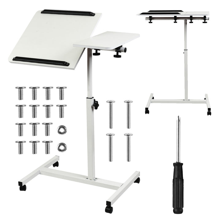 Suport mobil pentru birou/laptop Maclean, alb, înălțime reglabilă 59-89cm, max. 30kg , MC-121 W