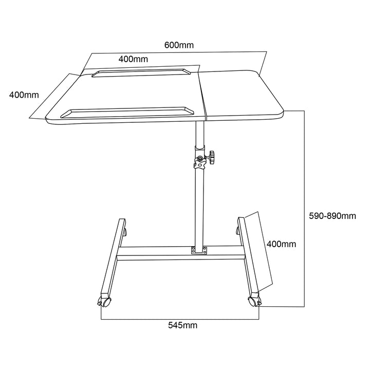 Suport mobil pentru birou/laptop Maclean, negru, înălțime reglabilă 59-89cm, max. 30kg , MC-121 B