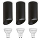Set 3 spoturi tubulare Maclean, suprafață/tub, rotund, aluminiu, GU10, 55x130mm, culoare neagră, MCE360 B + 3 becuri LED GU10 7W Maclean Energy MCE437 NW alb neutru 4000K, 220-240V~, 50/60Hz