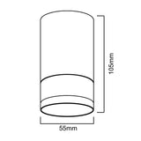 Spot tubular Maclean de suprafață/tub, rotund, aluminiu, GU10, 55x130mm, alb, MCE361 W + LED bec GU10 7W Maclean Energy MCE437 NW alb neutru 4000K, 220-240V~, 50/60Hz, 490 lm