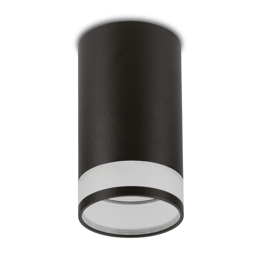 Spot tubular Maclean, de suprafață/tub, rotund, aluminiu, GU10, 55x130mm, negru, MCE361 B + bec LED GU10 7W Maclean Energy MCE437 NW alb neutru 4000K, 220-240V~, 50/60Hz, 490lm