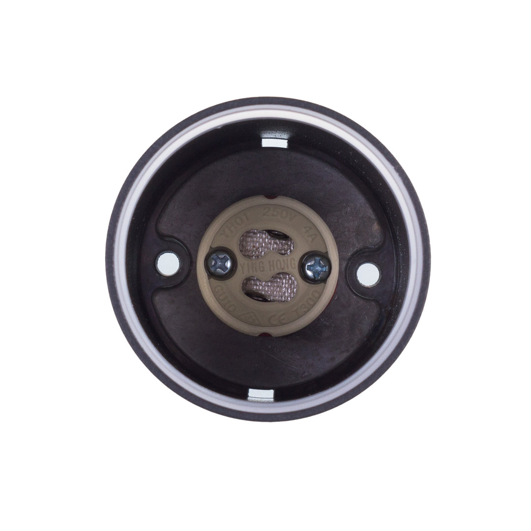 Set 3 spoturi tubulare Maclean de suprafață/tub, rotund, aluminiu, GU10, 55x130mm, culoare neagră, MCE361 B + 3 becuri LED GU10 7W Maclean Energy MCE437 WW alb cald 3000K, 220-240V~, 50/60Hz, 490lm