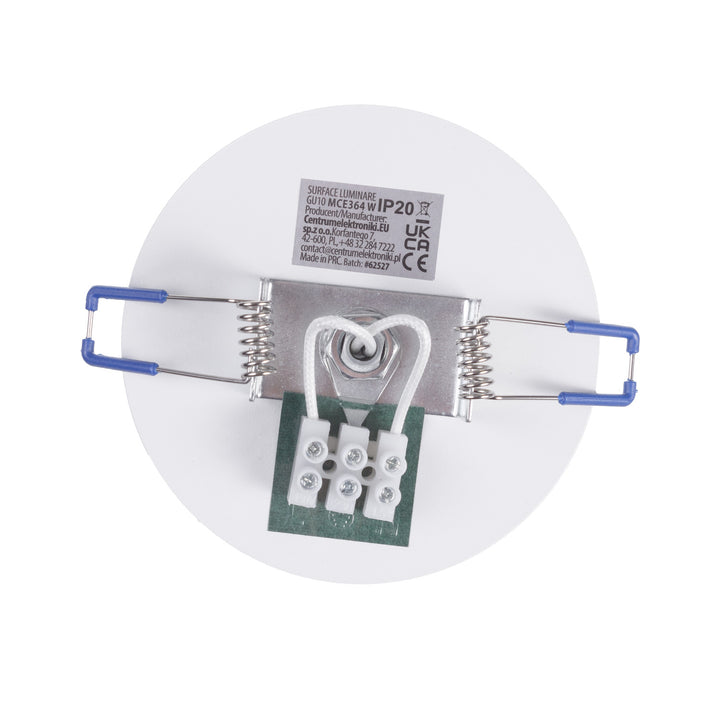 Spot Maclean, rotund, aluminiu, GU10, 55x130 mm, alb, MCE364 W + bec LED GU10 7W Maclean Energy MCE437 WW alb cald 3000K, 220-240V~, 50/60Hz, 490lm