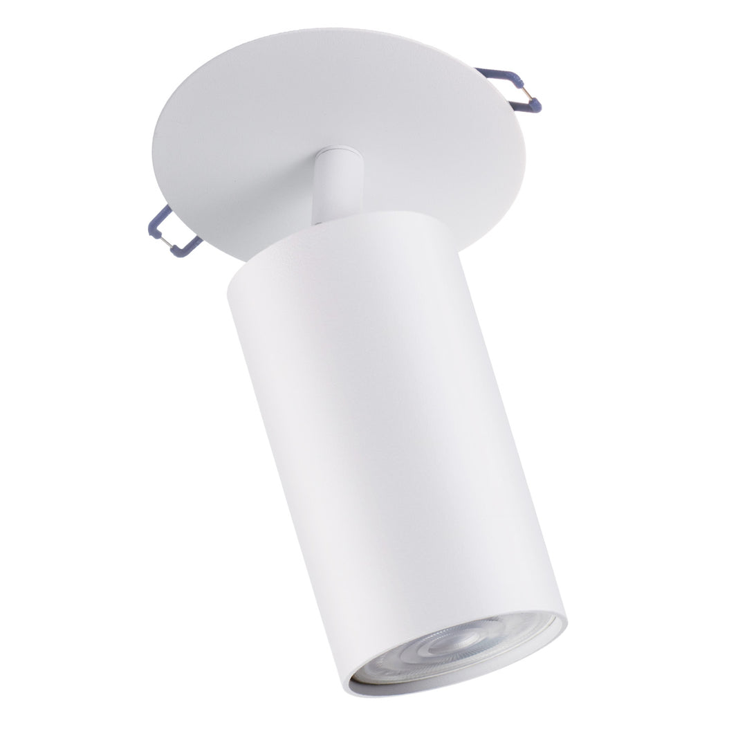 Spot Maclean încastrat / tubular, rotund, aluminiu, GU10, 55x130mm, alb, MCE364 W + bec LED GU10 7W Maclean Energy MCE437 NW alb neutru 4000K, 220-240V~, 50/60Hz, 490 lm