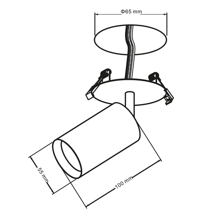 Maclean flush mount / tub corp de iluminat, spot, rotund, aluminiu, GU10, 55x130mm, negru, MCE364 B+LED bec GU10 7W Maclean Energy MCE437 WW alb cald 3000K, 220-240V~, 50/60Hz, 490lm