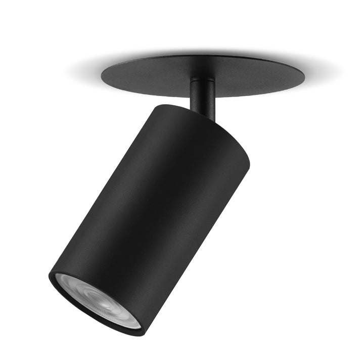 Maclean flush mount / tub corp de iluminat, spot, rotund, aluminiu, GU10, 55x130mm, negru, MCE364 B+LED bec GU10 7W Maclean Energy MCE437 WW alb cald 3000K, 220-240V~, 50/60Hz, 490lm