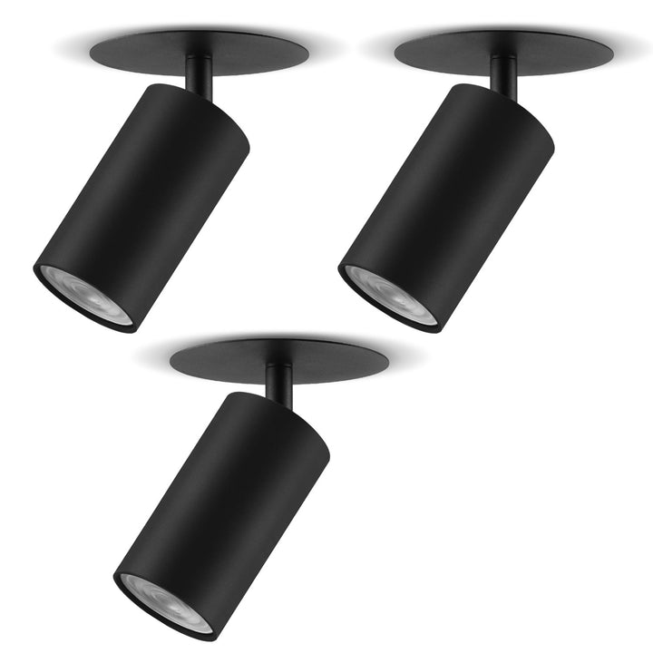 Maclean corp de iluminat încastrat / tubular, spot, rotund, aluminiu, GU10, 55x130mm, culoare neagră, MCE364 B 3pcs+ Bec LED GU10 7W Maclean Energy MCE437 WW alb cald 3000K, 220-240V~, 50/60Hz 3pcs