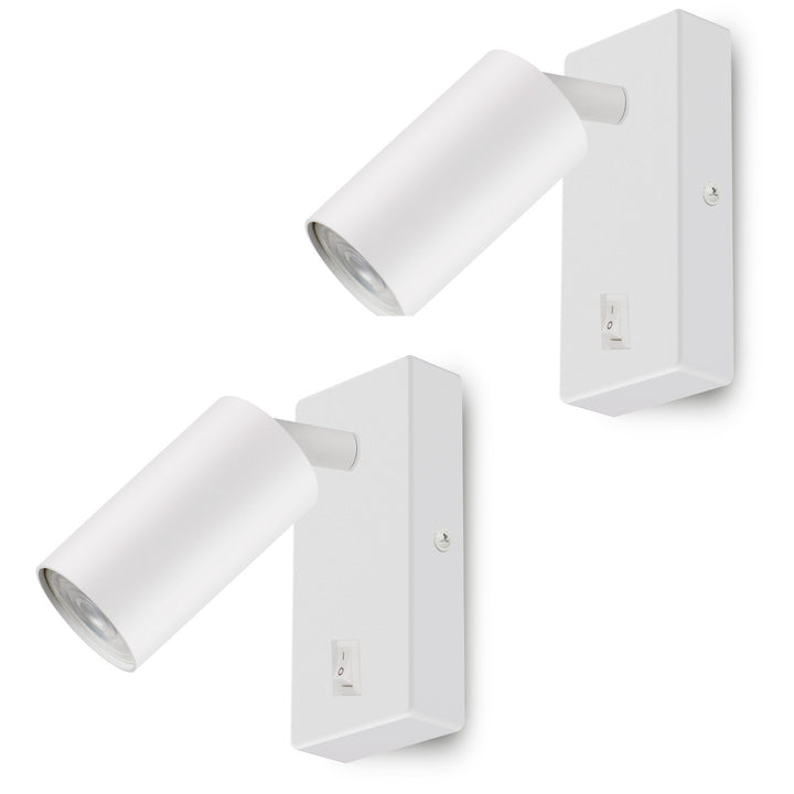 Aplică / lampă de perete Maclean, spot, rotund, GU10, cu întrerupător 55x90mm, alb, MCE369 W 2pcs+ Bec LED GU10 7W Maclean Energy MCE437 WW alb cald 3000K, 220-240V~, 50/60Hz, 2pcs