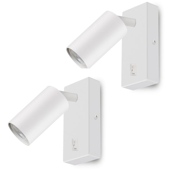 Aplică/lampă de perete Maclean, spot, rotund, GU10, cu întrerupător 55x90mm, alb, MCE369 W 2buc+ Bec LED GU10 7W Maclean Energy MCE437 NW alb neutru 4000K, 220-240V~, 50/60Hz 2buc