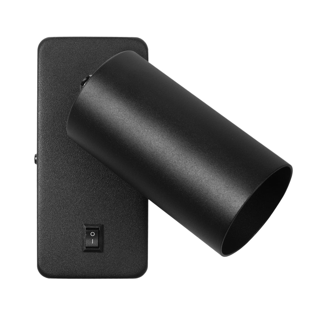 Maclean wall lamp / wall light, spot, rotund, GU10, cu comutator 55x90mm, culoare neagră, MCE369 B+ Bec LED GU10 7W Maclean Energy MCE437 WW alb cald 3000K, 220-240V~, 50/60Hz, 490 lumeni