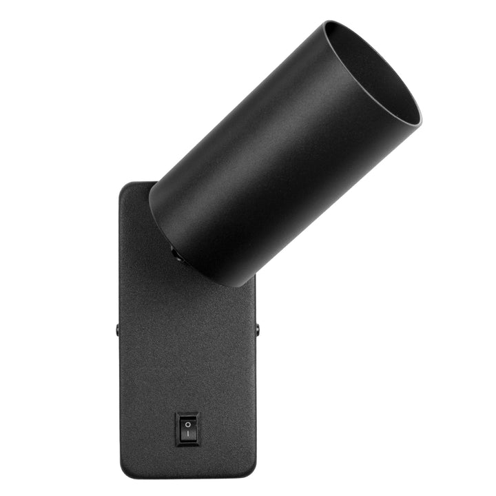 Maclean wall lamp / wall light, spot, rotund, GU10, cu comutator 55x90mm, culoare neagră, MCE369 B+ Bec LED GU10 7W Maclean Energy MCE437 WW alb cald 3000K, 220-240V~, 50/60Hz, 490 lumeni