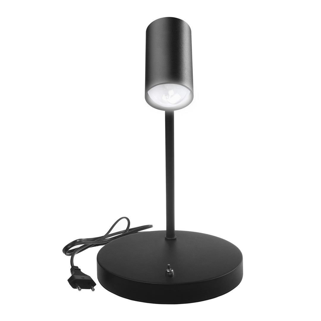 Lampă de birou Maclean GU10, spot, rotundă, GU10, cu întrerupător 55x90mm, negru, MCE370 B+ Bec GU10 7W Maclean Energy MCE437 NW alb neutru 4000K, 220-240V~, 50/60Hz, 490 lumeni