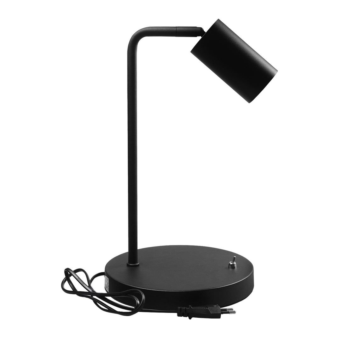 Lampă de birou Maclean GU10, spot, rotundă, GU10, cu întrerupător 55x90mm, negru, MCE370 B+ Bec GU10 7W Maclean Energy MCE437 NW alb neutru 4000K, 220-240V~, 50/60Hz, 490 lumeni