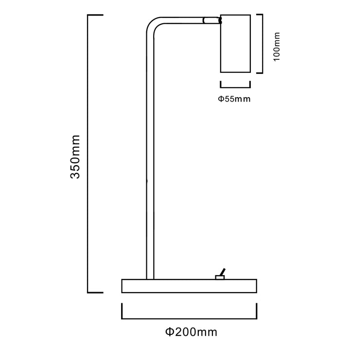 Lampă de birou Maclean GU10, spot, rotundă, GU10, cu întrerupător 55x90mm, negru, MCE370 B+ Bec GU10 7W Maclean Energy MCE437 NW alb neutru 4000K, 220-240V~, 50/60Hz, 490 lumeni