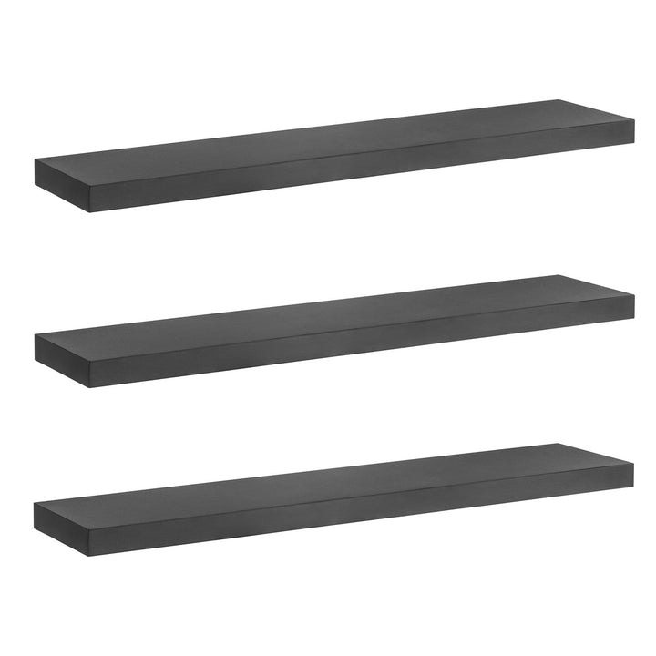 Set 3 rafturi de perete Maclean MC-330, 90 x 20 cm, 5 kg, negru