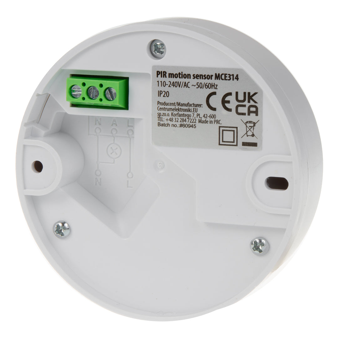 Maclean Detector de mișcare PIR, rază 6m, tavan, sarcină max. 1200W, IP20, MCE314 W 4 bucăți