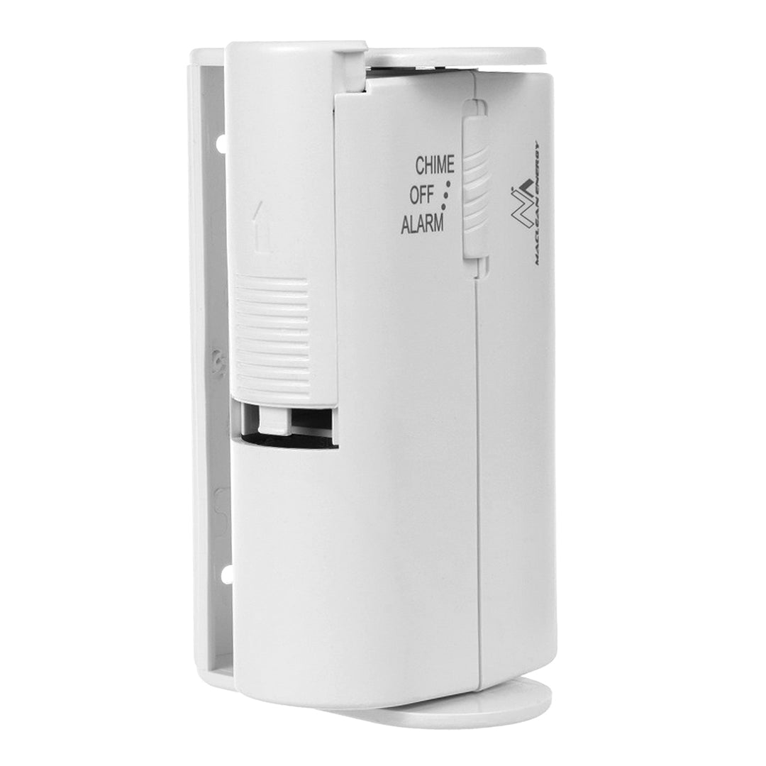Dispozitiv de semnalizare intrare fără fir Maclean, senzor PIR, rază de acțiune 8m, alimentat de o baterie de 9V DC, volum peste 70dB, MCE311 W, 2 bucăți