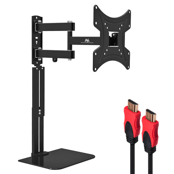 Suport TV cu raft DVD Maclean, vesa 200x200 , 23"-43", 25kg, MC-771A +HDMI 2.0 4K 3D UHD 1.8m cablu 48 bit