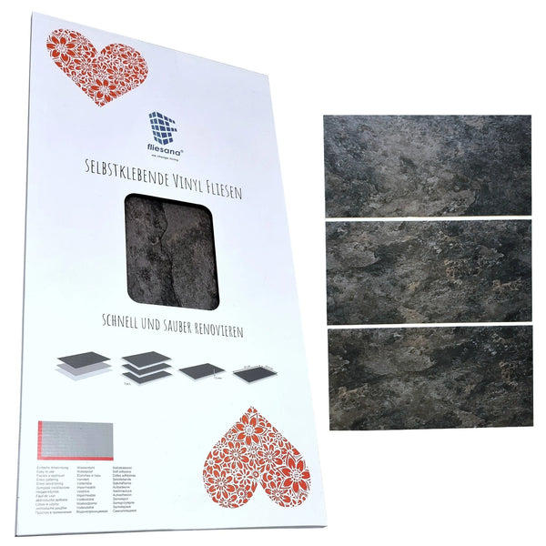 Set 3 plăci autoadezive pentru bucătărie sau baie Fliesana, impermeabile, culoare negru
