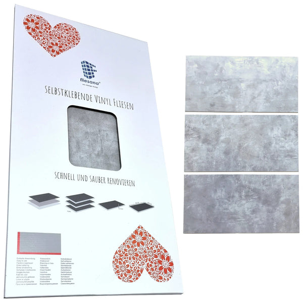 Set 3 plăci autoadezive pentru bucătărie sau baie Fliesana, impermeabile, culoare gri deschis