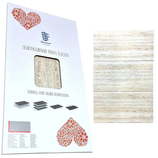 Set 3 plăci autoadezive pentru bucătărie sau baie Fliesana, impermeabile, culoare bej