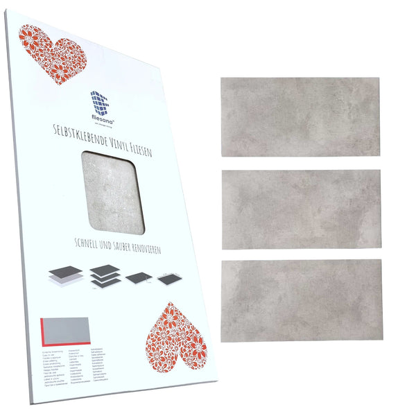 Set 3 plăci autoadezive pentru bucătărie sau baie Fliesana, impermeabile, culoare gri deschis