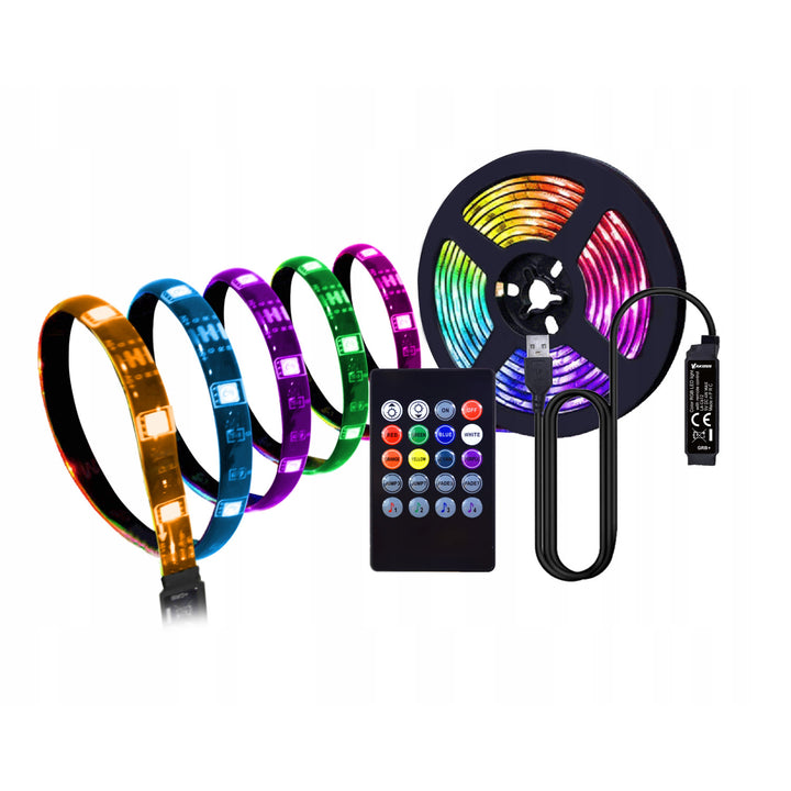 Bandă LED Vakoss RGB, pentru iluminarea televizorului, control audio, telecomandă, LA-C612