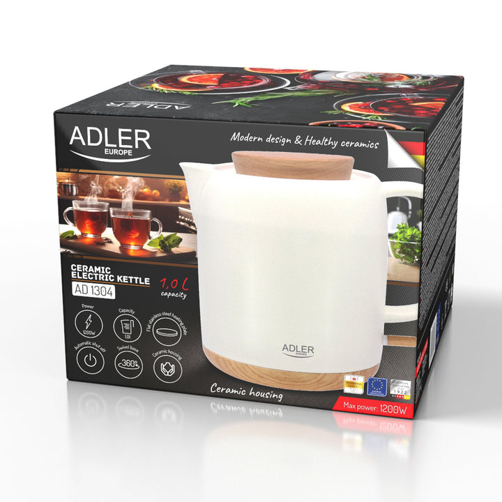 Fierbator electric ceramic 1.0L, 1200W, ecru, Adler AD 1304