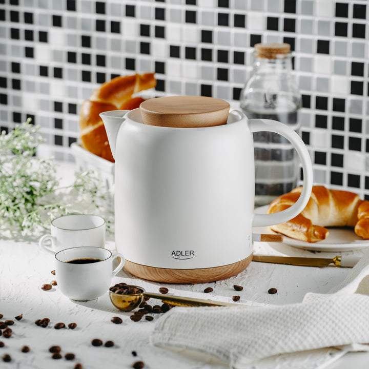 Fierbator electric ceramic 1.0L, 1200W, ecru, Adler AD 1304
