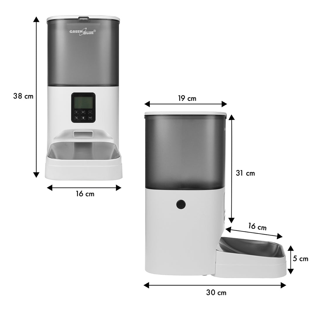 GreenBlue distribuitor automat de apă pentru animale de companie, 3L, USB 5V1A, GB392 + GreenBlue distribuitor automat de hrană pentru animale de companie, 6L, USB 5V1A, GB393