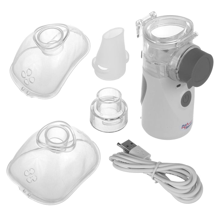 Promedix inhalator portabil fără fir, cu accesorii si măști, PR-835 + Promedix PR-960 termometru medical infraroșu fără contact