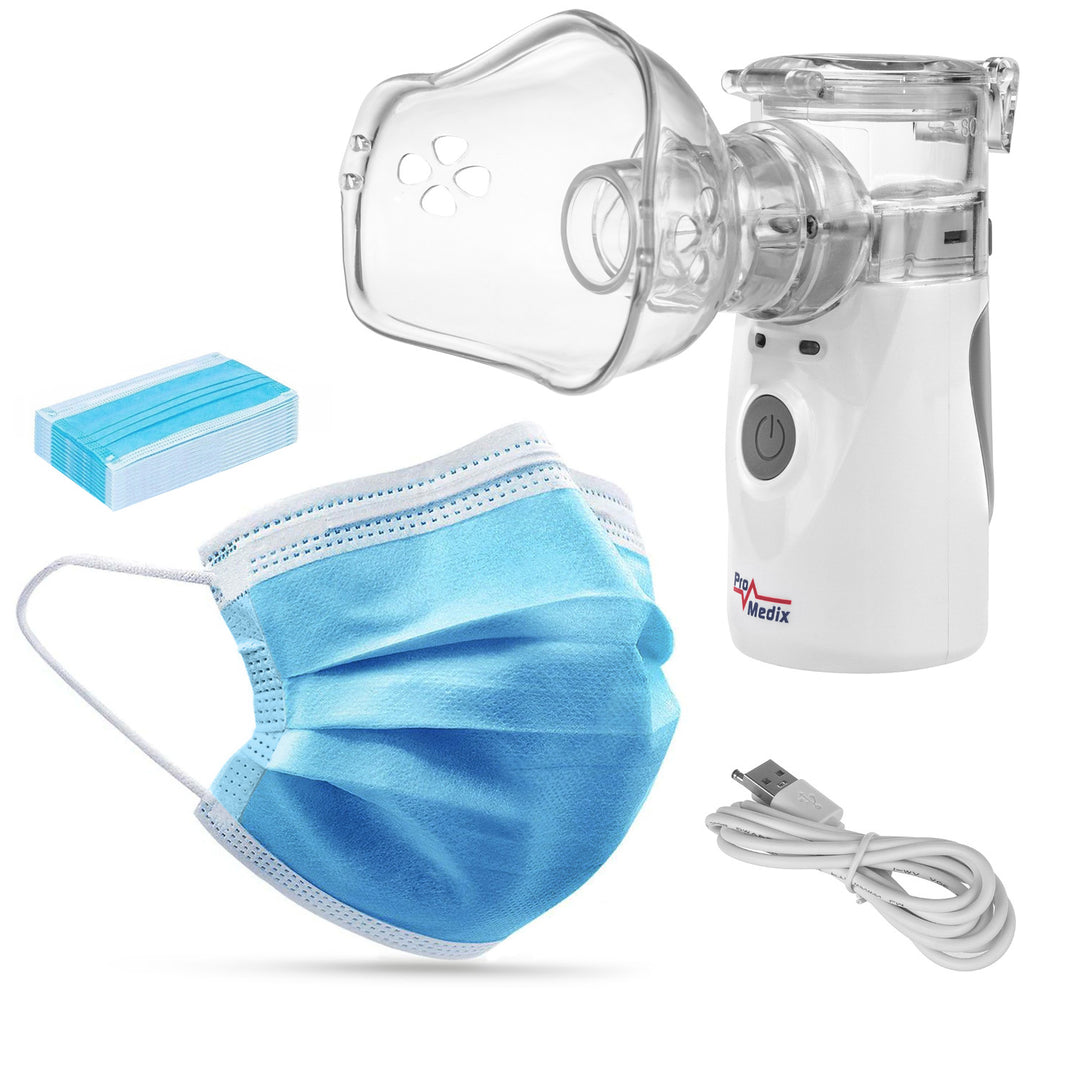 Set nebulizator portabil cu accesorii si 20 de masti fără fir Promedix, PR-835