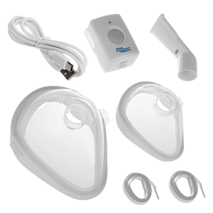 Promedix inhalator portabil fără fir, kit, măști, PR-840+ 2x Măști medicale CE EN 14683:2019 - set - culoare albastră 20 bucăți Promedix PR-280 BFE&gt;98%