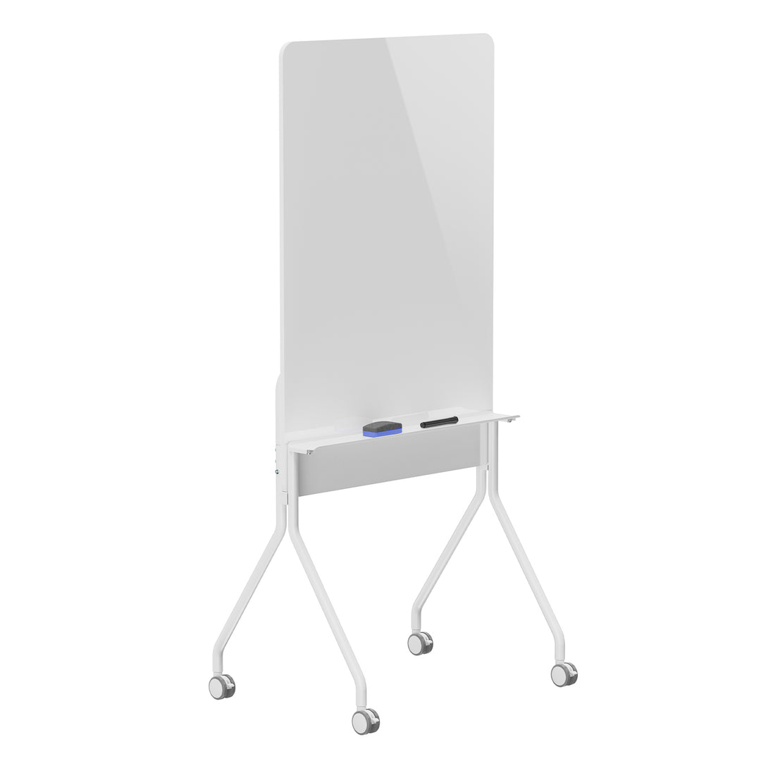 Tablă mobilă Ergo Office cu ștergere uscată, orientare verticală, albă, cu o singură față, cu raft, dimensiuni tablă 1190x790mm, ER-305