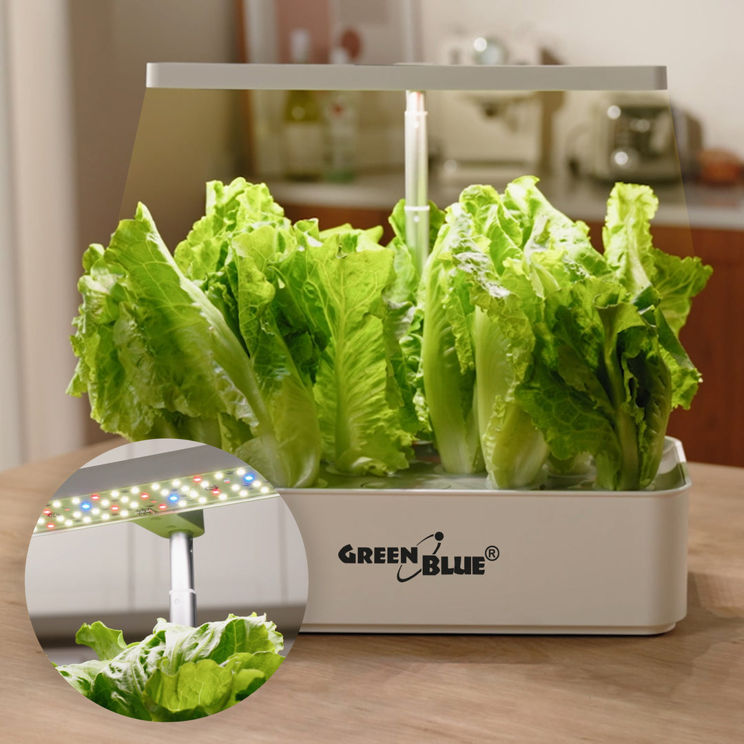 Sistem inteligent de cultivare a plantelor de interior GreenBlue, SMART pot, capacitate 4L, pentru 12 plante, LED-uri cu spectru complet, GB133